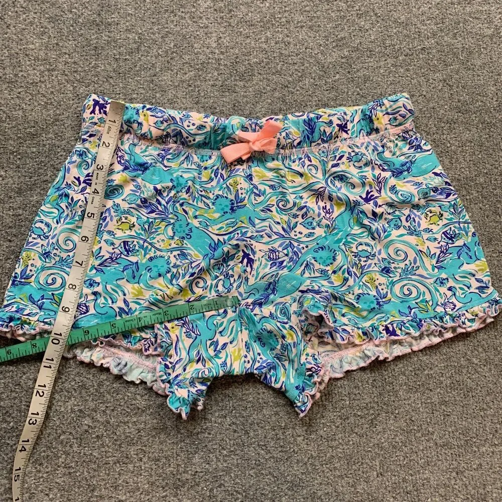 Lilly Pulitzer Shorts‎ Womens S Small Multi Ruffle Trim Bringing Mermaid PJ Knit